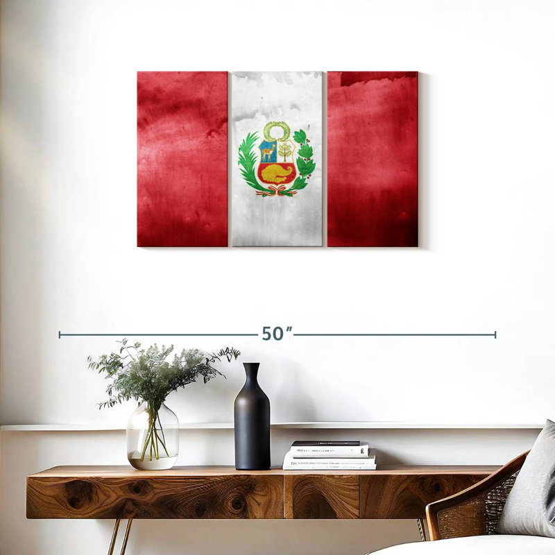 Washed Flag Of Peru, 20" H x 33" W