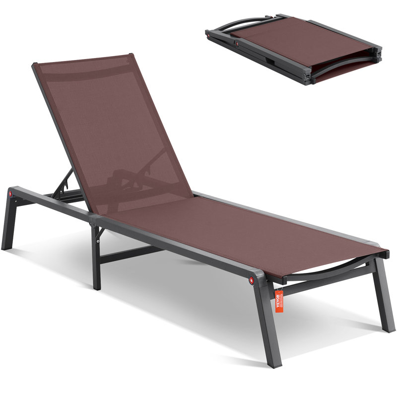 Chaise Lounge Chair Outdoor Patio Lounge Chair with Adjustable 5-Position, Brown