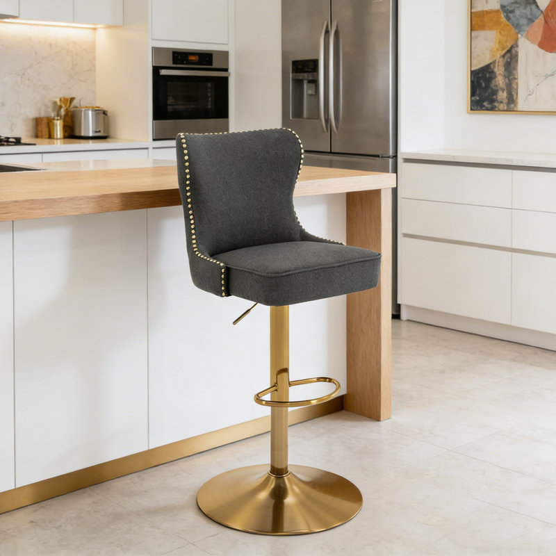 Tabouret de bar Juddson, tabourets de bar pivotants à haut dossier, chaises de bar pour comptoir de bar de café-restaurant