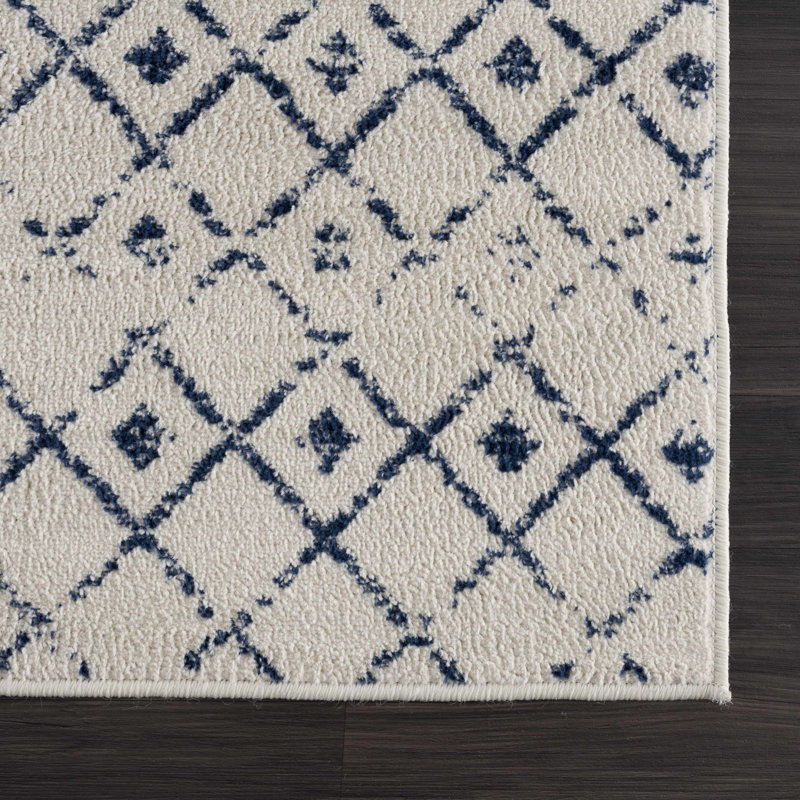Dounia Transitional Performance Blue Area Rug, Rectangle 9' x 12'