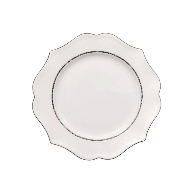 Elegant Silver Lace Porcelain Dinnerware Set, Service for 8