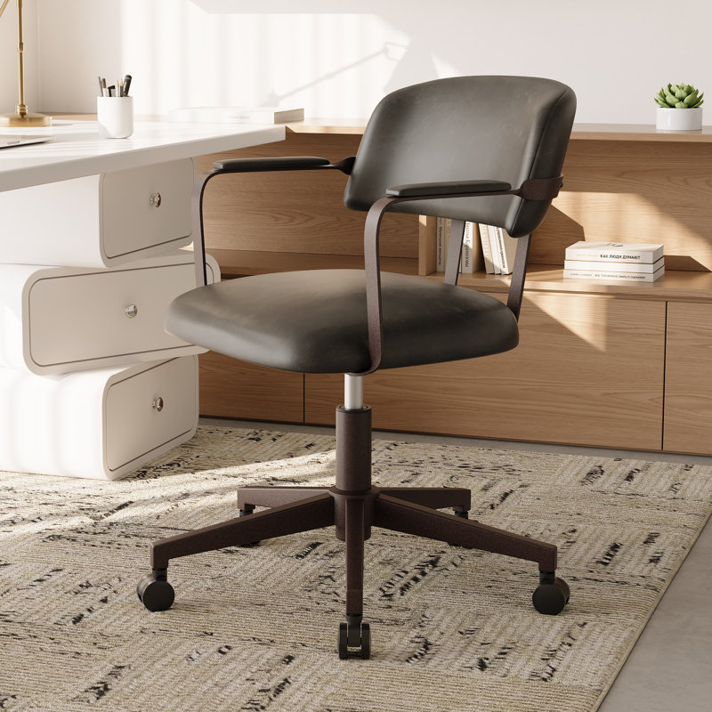 Mid Century Office Desk Chair, Black Gray