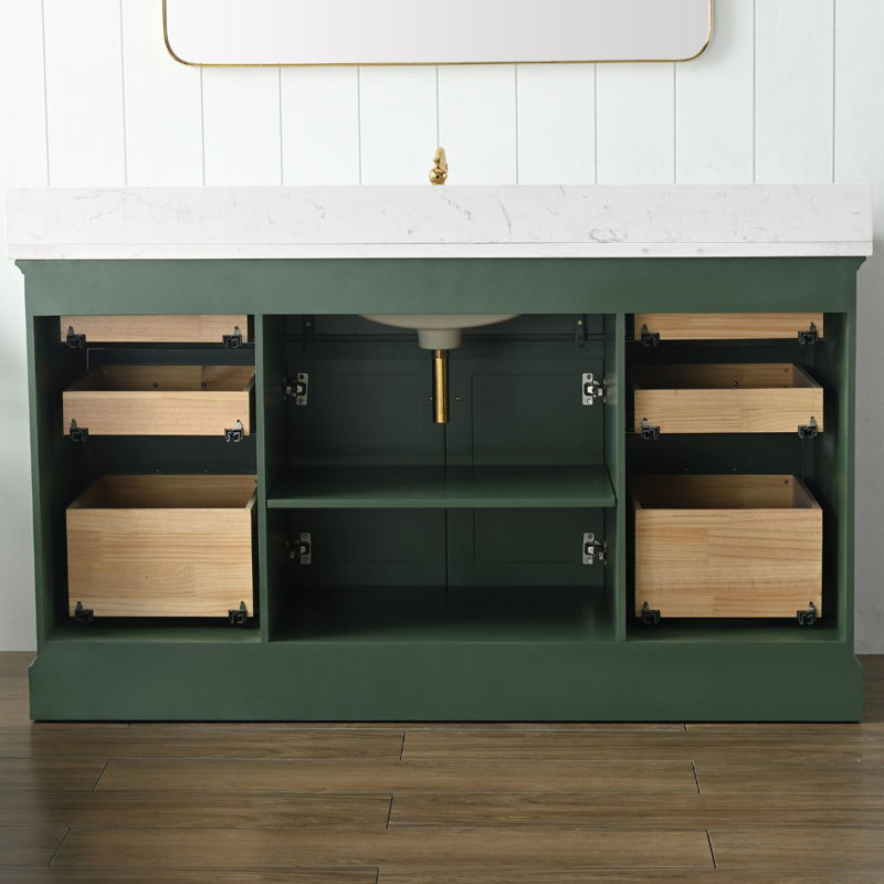 Thompson 60" W Single Bathroom Vanity, Evergreen/Brushed Gold