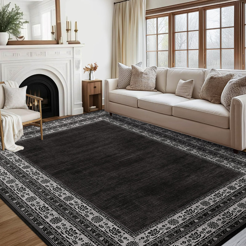 Washable Rugs for Living Room Abstract Area Rug Neutral Rugs Non Slip Carpet for Bedroom Nursery Dining Room Office Playroom