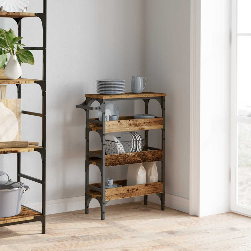 Kitchen Trolley Engineered Wood Cart Mobile Unit Organizer Storage