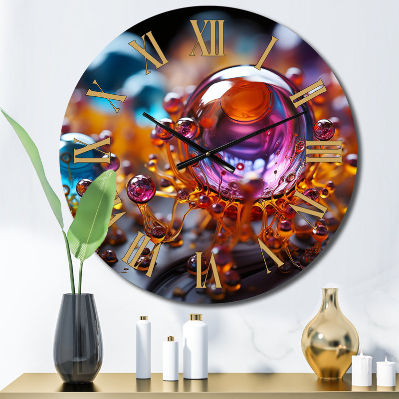 3D Molecules Microscopic Wonders Metal Wall Clock, Small