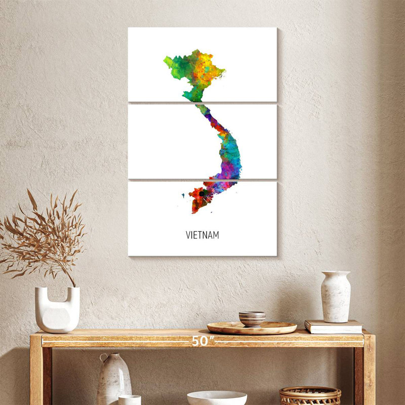 Carte d'aquarelle d'Aliaz au Vietnam I, H 38 po x l 24 po