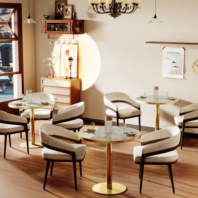 Table de salle à manger moderne avec faux marbre, structure en métal, idéale pour la maison