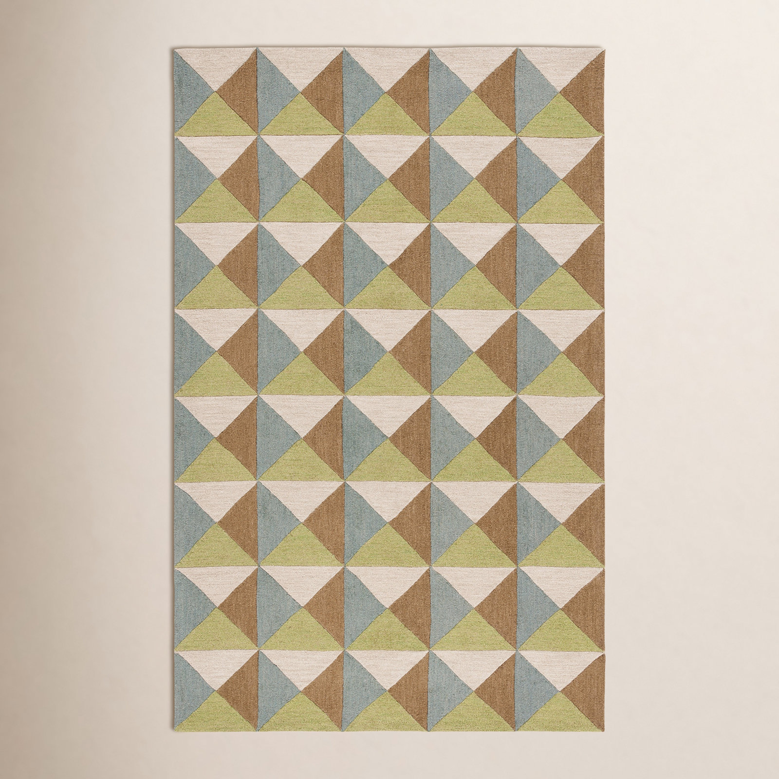 Glenwood Beige Green Hand-Tufted Wool Rug, Rectangle 6' x 9'