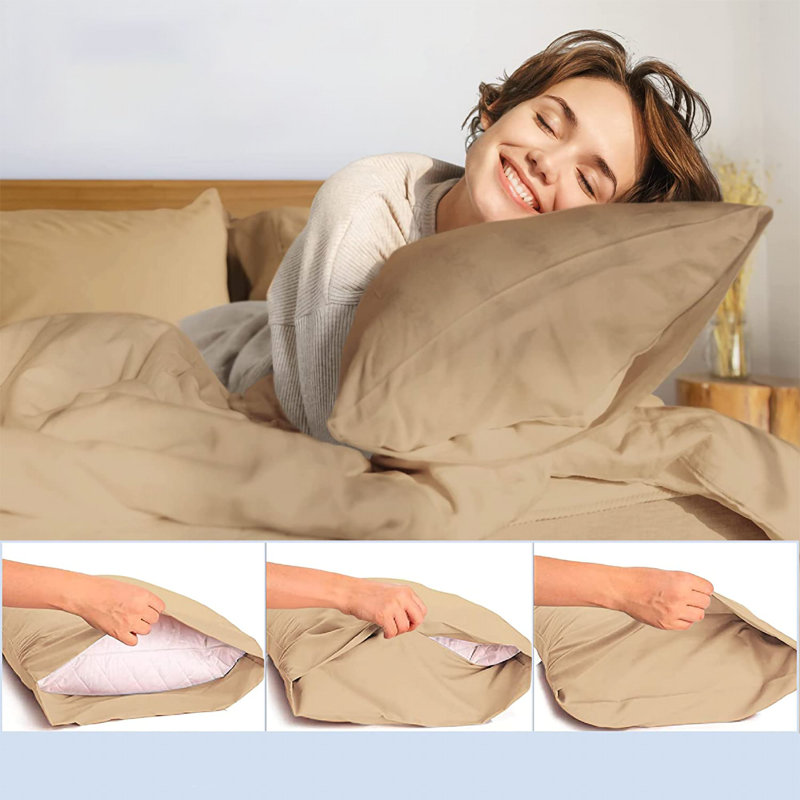 LuxClub 2 PC Light Khaki Queen Performance Microfiber Solid Pillowcase Set, Queen Pillowcase, Light Khaki
