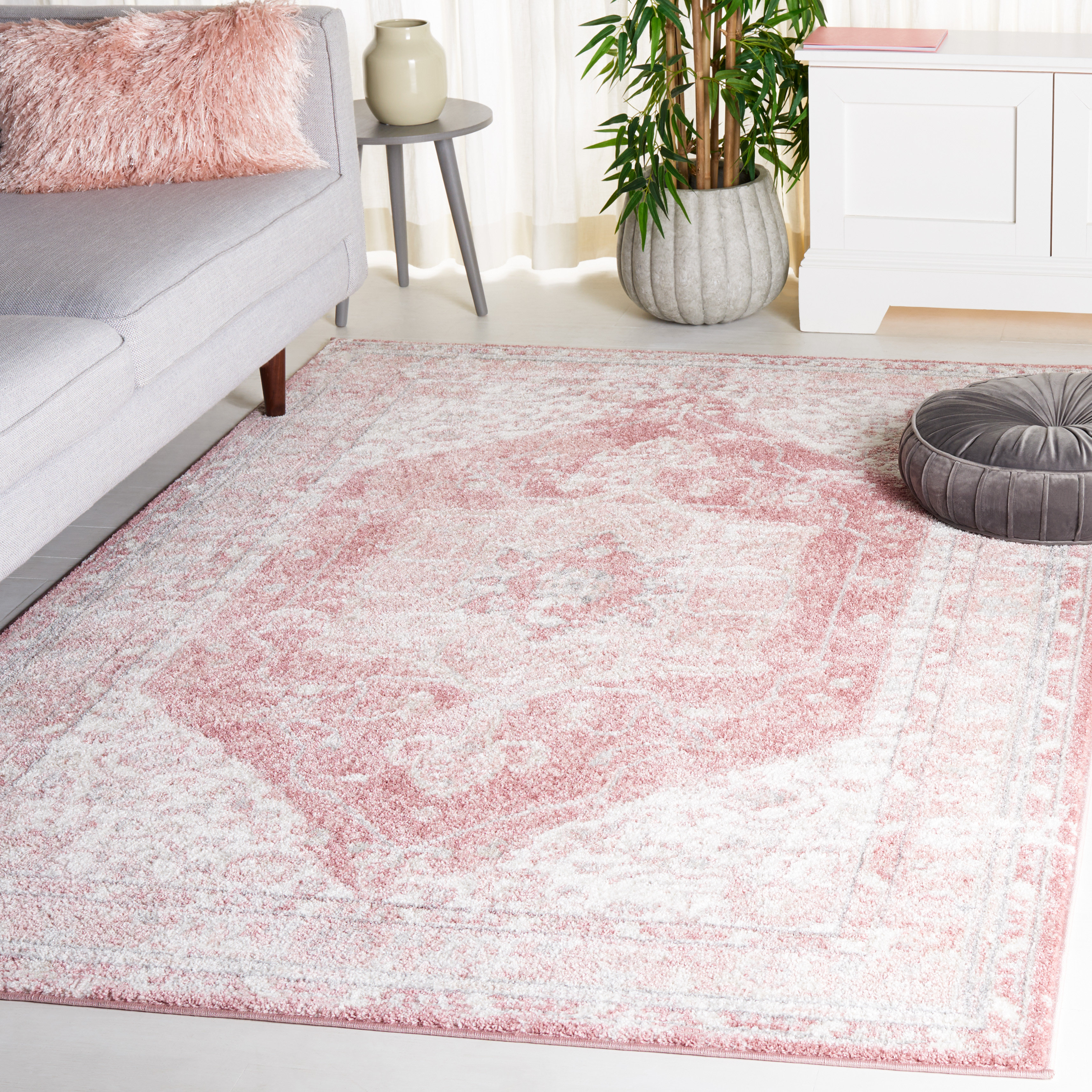 Langley Street® Lowrey Ivory Gray/Pink Rug & Reviews | Wayfair
