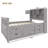 Twin Size Wooden Captain Platform Bed Frame with Storage, Bookcases, Shelves, and Four Drawers in Gray