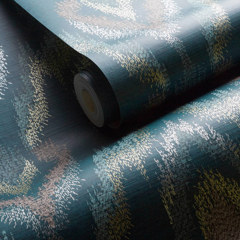 Lusso 10.05m x 52cm Metallic Wallpaper Roll, Teal
