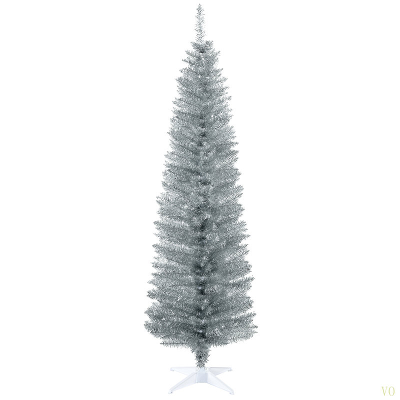 Arbre de Noël artificiel 6 pi avec arbre de Noël mince 6 pi avec 390 branches réalistes et support en plastique