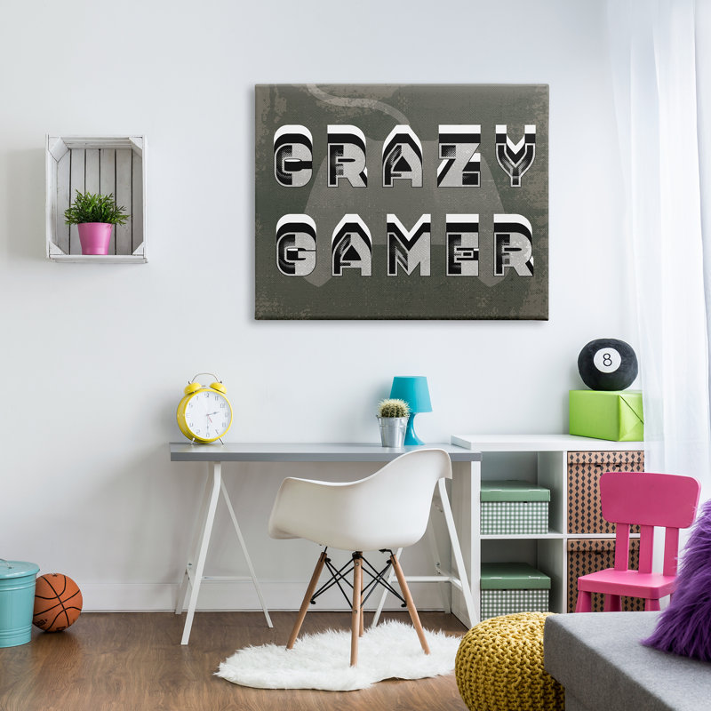 Crazy Gamer Quote, Toile tendue, H 36 po x l 48 po