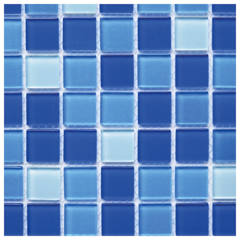 Pizzoli 1" x 1" Glass Mosaic Wall & Floor Tile, Blue