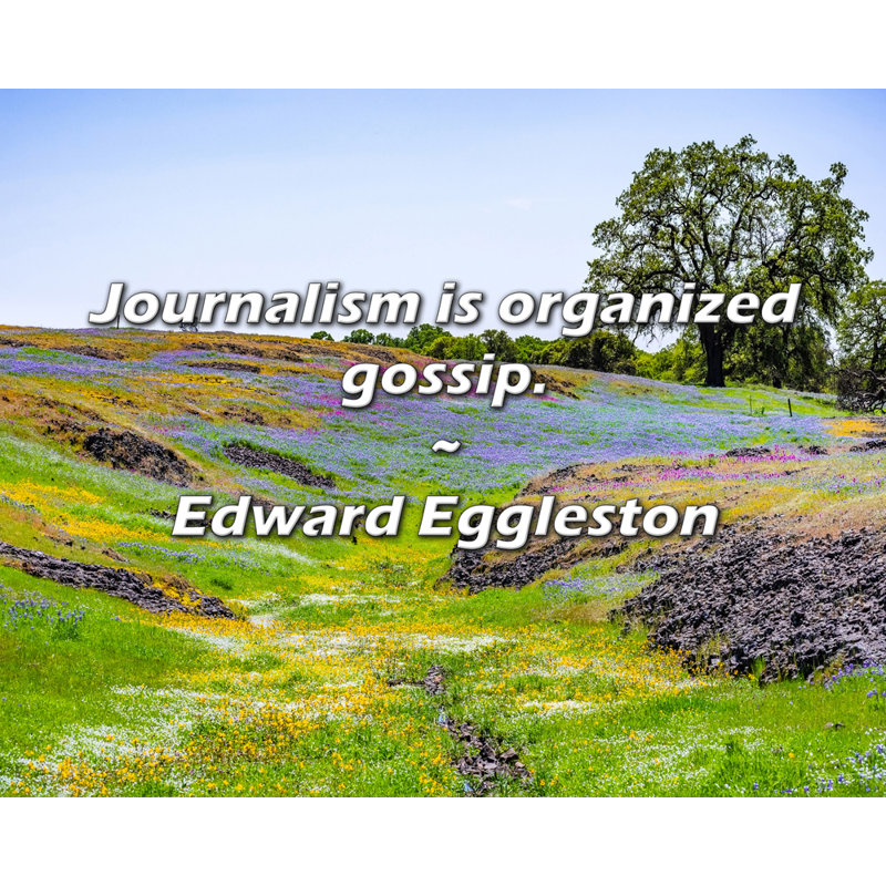 Citation artistique «Le journal est un commérage organisé». Toile tendue par Edward Eggleston, H 13 po x l 18 po