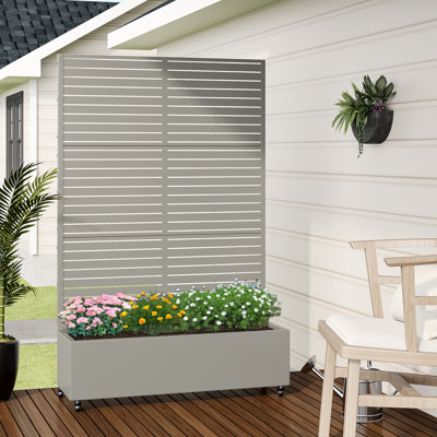 Outdoor Metal Rectangular Individual Planter Box with Trellis for Climbing Plants