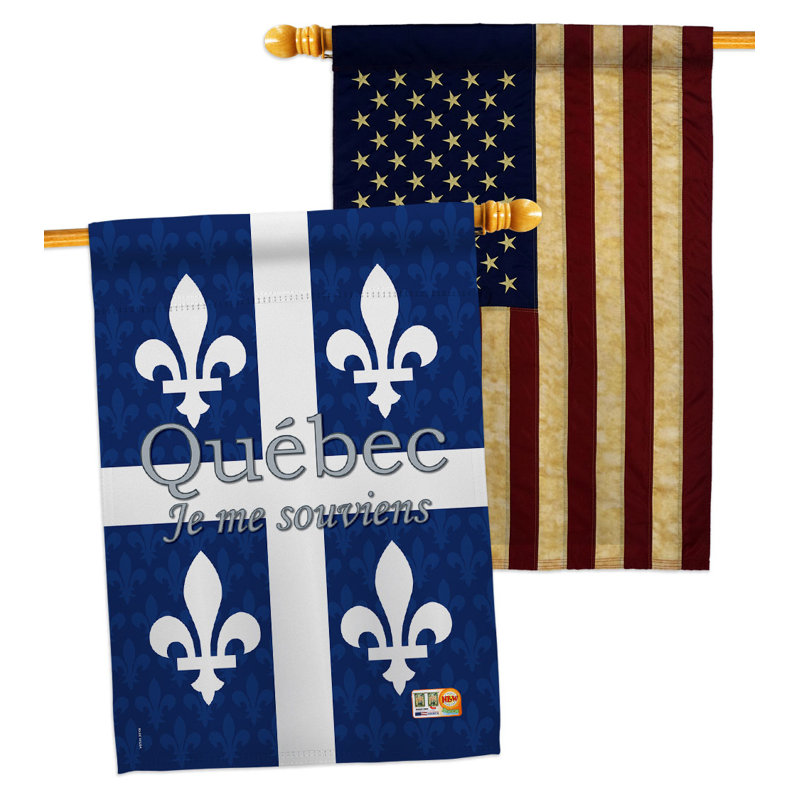 Drapeau de maison en polyester 2 côtés Québec x 4 pi