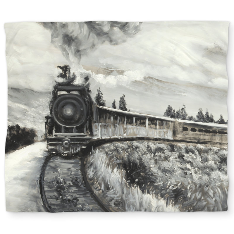 Steam Engine Train Beige King Duvet Cover for Home Decor