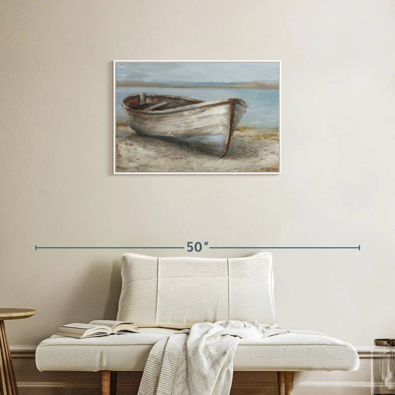 Bateau blanchi à la chaux I, Cadre flottant blanc, 31 po x 21 po
