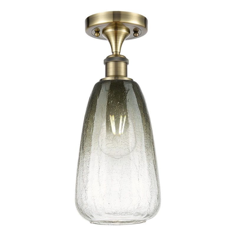 Ballston - Brookhaven Almond - 1 Light 6" Semi-Flush Mount - Antique Brass Finish - Slate Shade, Slate, Antique Brass