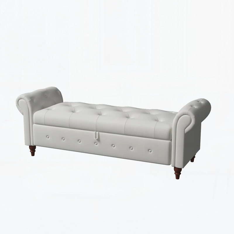 Banc de lit 63 po avec rangement, Beige