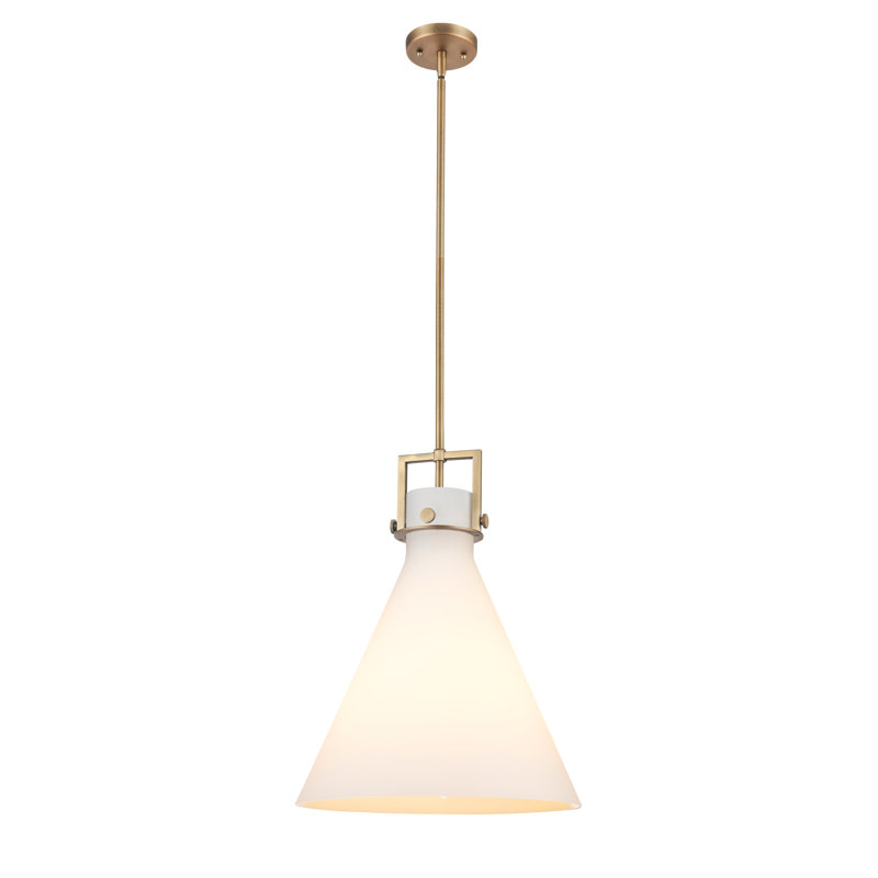 Luminaire suspendu avec tige 30 po Coterie, Laiton brossé, Blanc mat, H 20,38 po x l 16 po x P 16 po