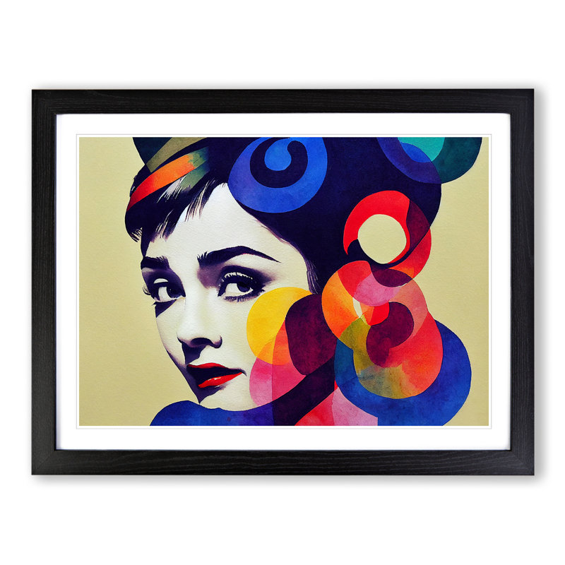 Colourful Woman Vol.3 Abstract - Framed Print, 25cm H x 34cm W x 2cm D, Black Framed