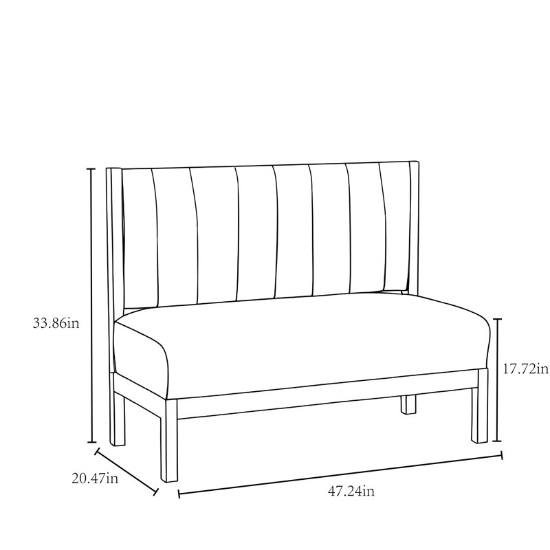 Banc double en bois massif gris rembourré
