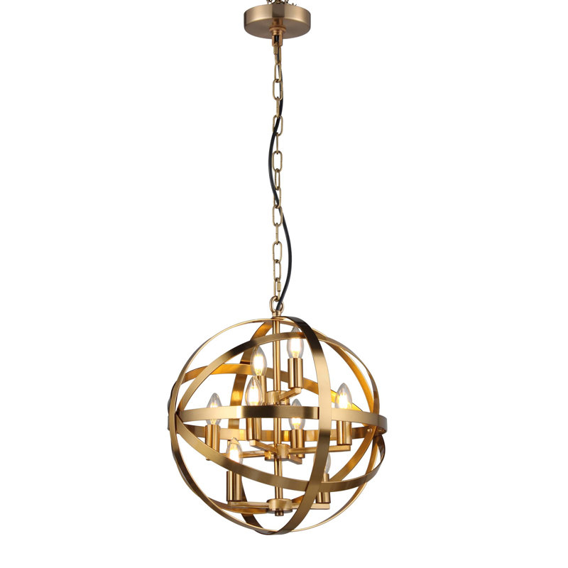 Lustre globe à 8 lumières unique Shunk, Laiton laqué