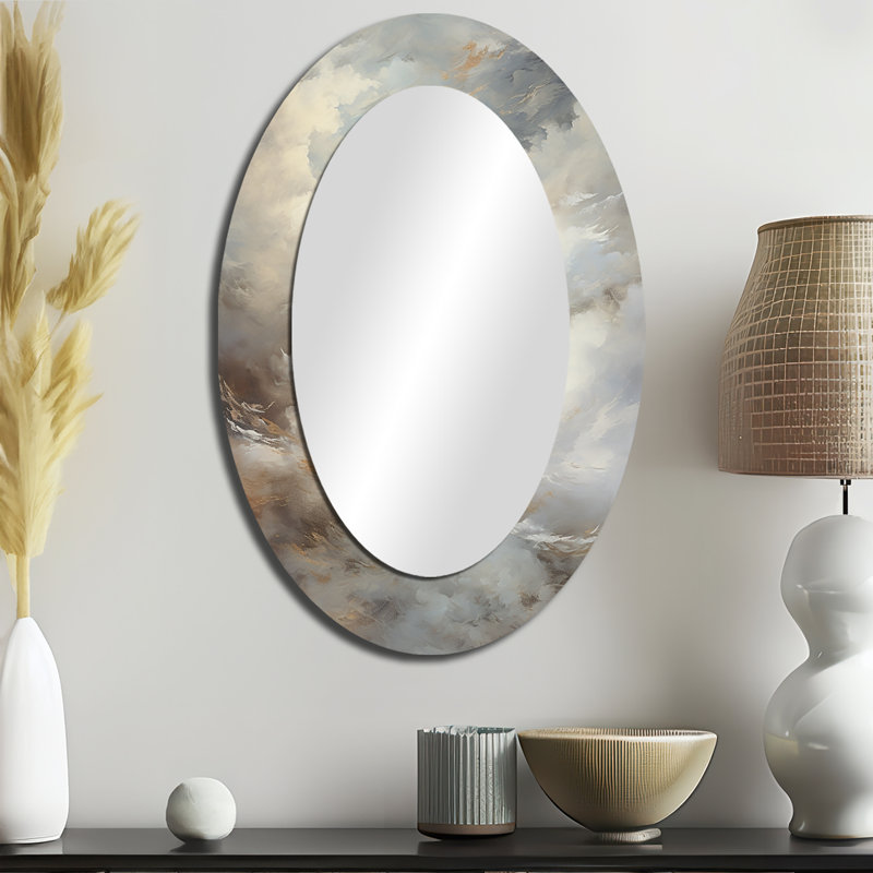 Miroir mural Mystic Gray Clouds Horizon II - Gris traditionnel, 36 po x 24 po