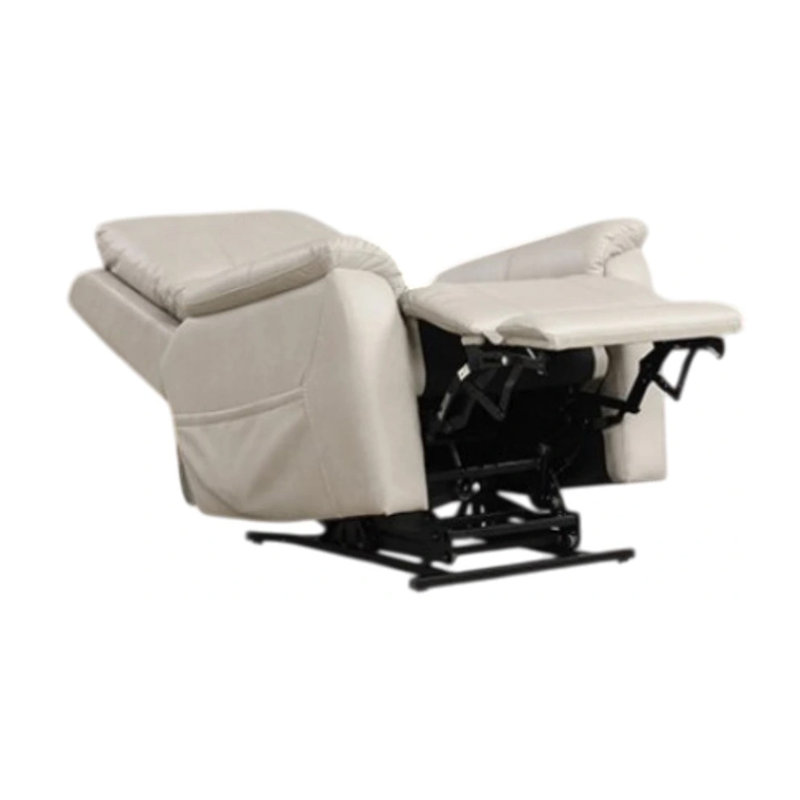 Lift Chair With Power Headrest, Light Gray Faux Leather, USB Charging