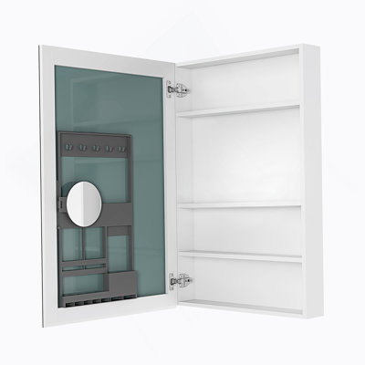 Surface Frameless Medicine Cabinet With Beveled Mirror Edges, Left Opening Door, Combining Storage And Grooming Functions For Bathroom