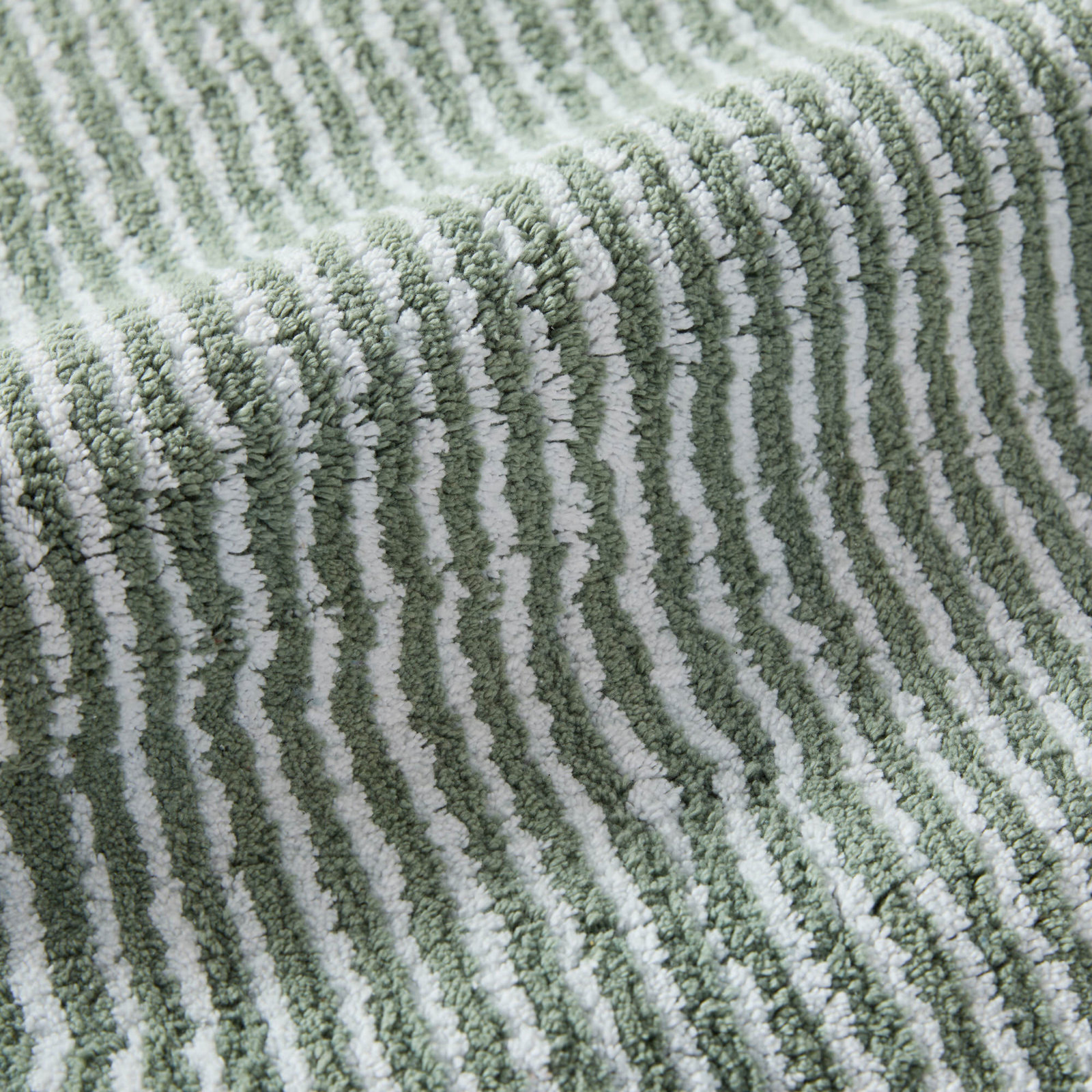 Pinstripe Cotton Bath Mat, 24 in x 17 in, Sage