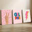 Ensemble de 3 affiches murales encadrées, GRL PWR, impressions sur toile avec symbole de paix rose et éclair, décoration avec citation inspirante pour chambre, dortoir, chambre d'ado, décoration moderne bohème inspirante pour adolescents-2119990559