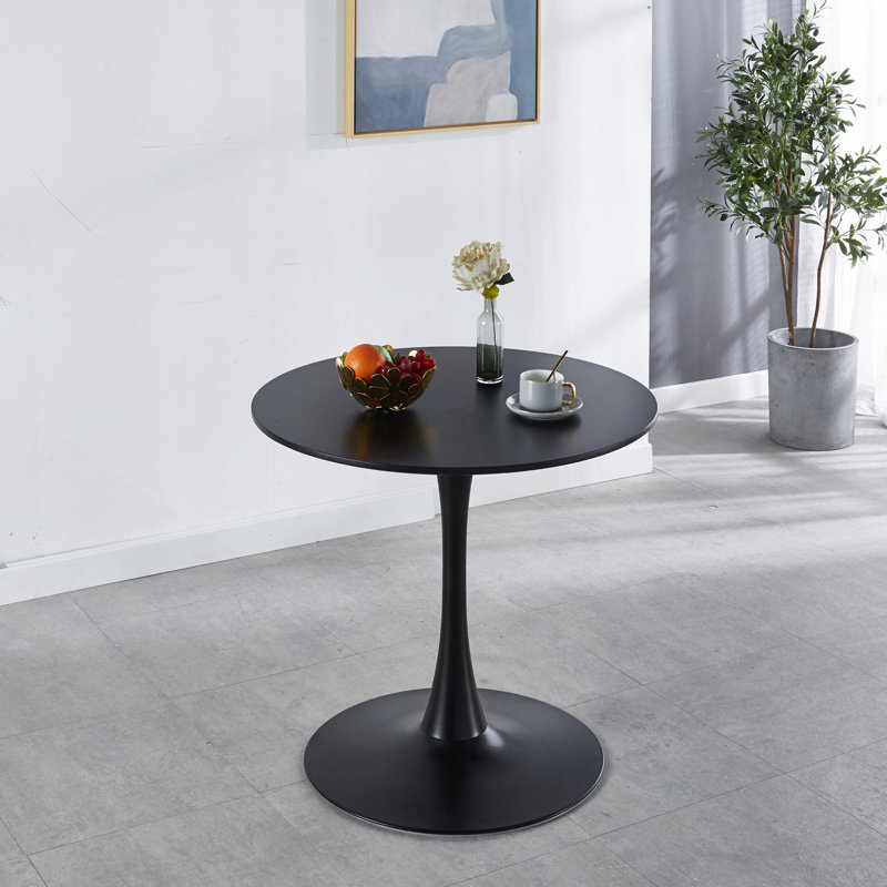 Maturi Dining Table with MDF Top & Pedestal Base, Noir, Noir, H 28,76 po x l 31,5 po x P 31,5 po