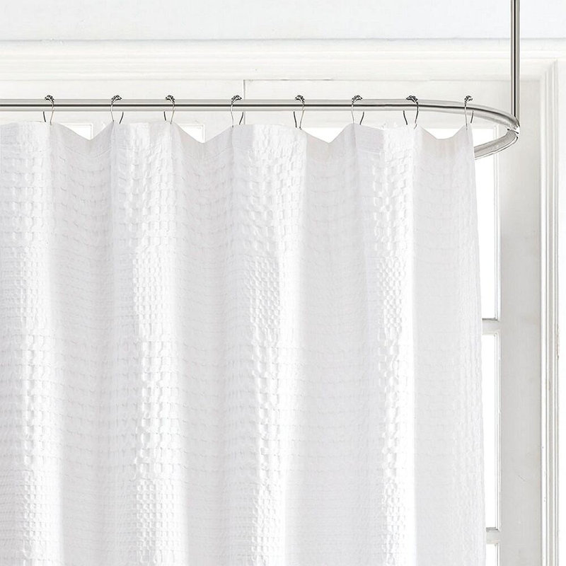 Super Waffle Textured Solid Shower Curtain