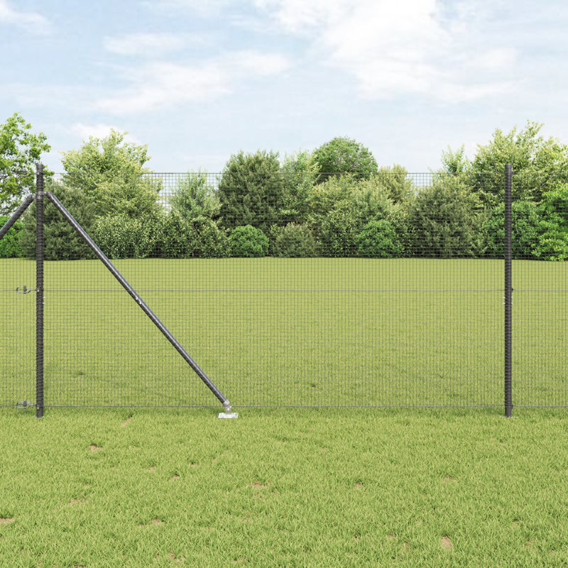 Vidaxl Welded Wire Fence With 7 Spike Posts Steel, Grey, 140cm H x 1000cm W