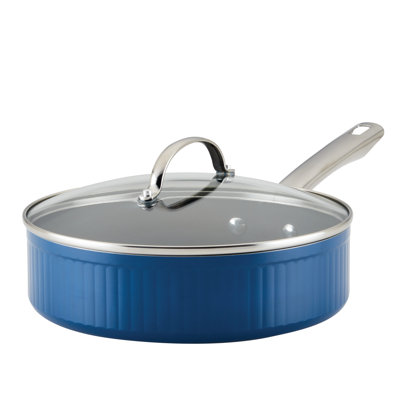 Farberware Style Nonstick Cookware Saute Pan With Lid, 3 Quart, Blue