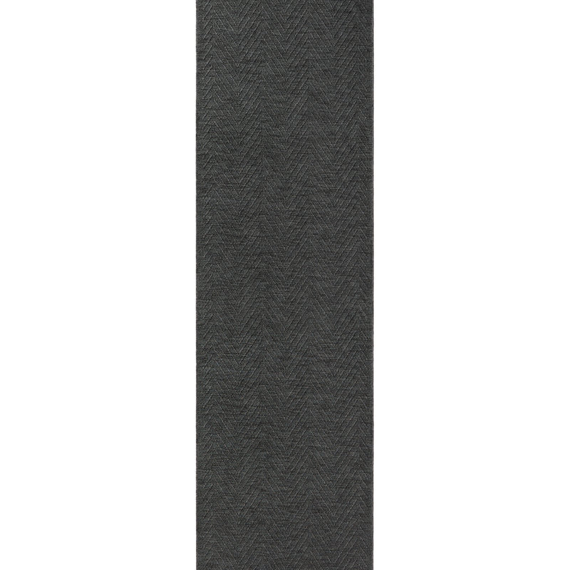 TOWN & COUNTRY BASICS Pax Herringbone Textured Solid Machine Washable Area Rug Black, Runner 2'5.5" x 7'10.5"