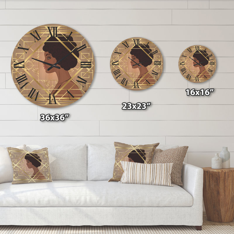 Horloge murale en bois Women in Art Deco Geometrics II, Grand