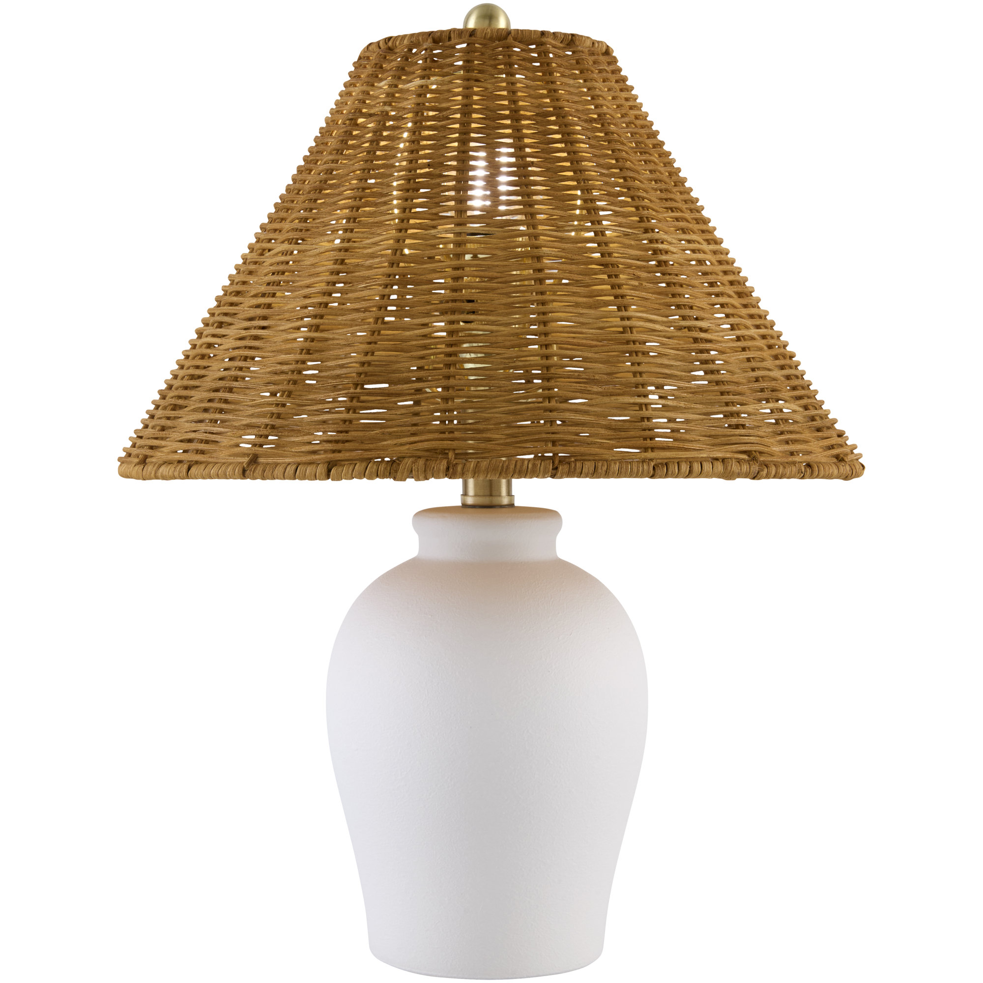 Chemise Table Lamp, Brown, Wicker, White