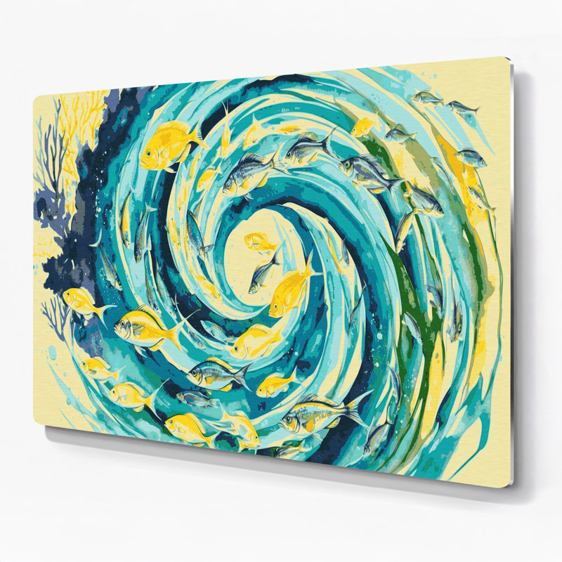Art mural hawaïen contemporain en poisson brun, H 12 po x l 18 po