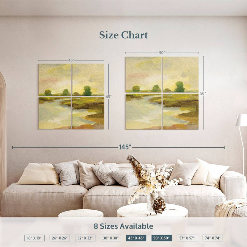 Avery Chartreuse Fields I, 50" H x 50" W