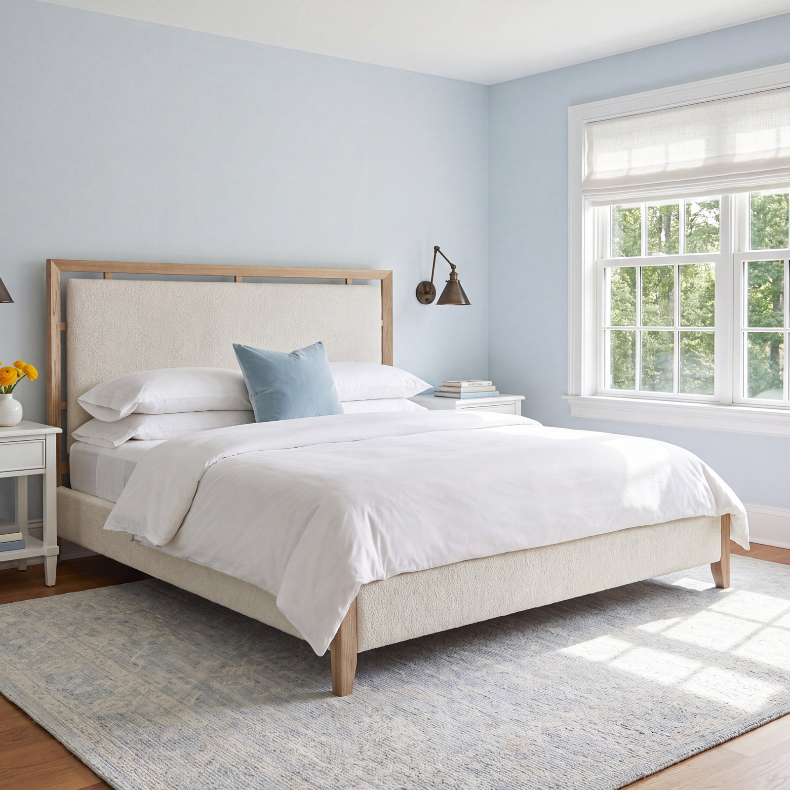 Caterina Upholstered Bed, Sheldon Ivory/Skylark, Queen