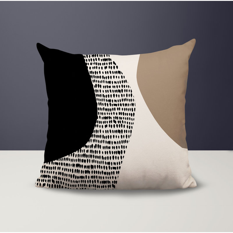 Coussin carré intérieur / extérieur pia, 19"H x 19"W, Beige / noir / blanc cassé