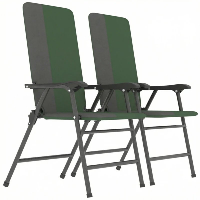 Set Of 2 Folding Lawn Chairs, Padded 600d Oxford, High Back Support, Steel Frame, Portable Outdoor Camping Chair