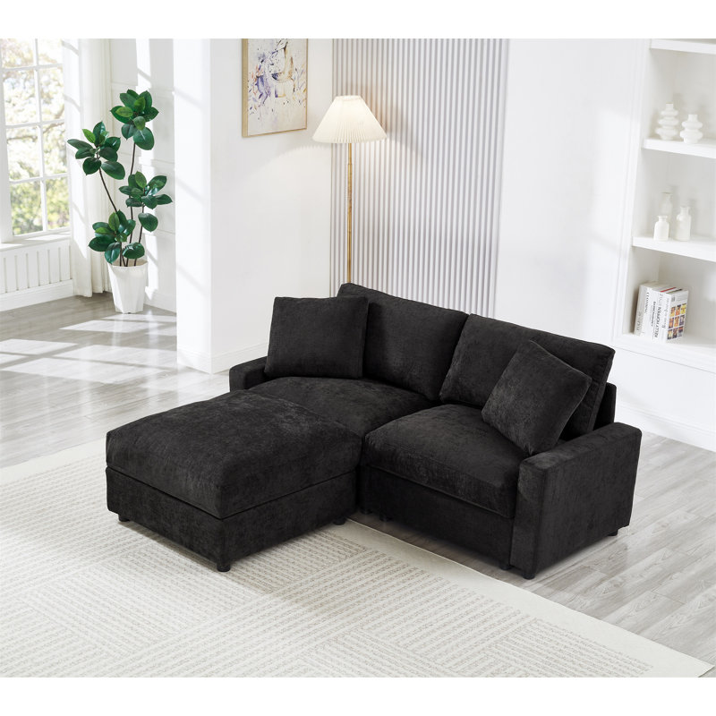 Canapé modulaire 72,05 po L, Black Polyester, 30.31" H x 72.05" W x 61.42" D