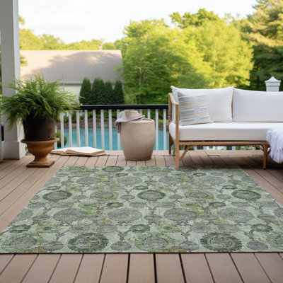 Malchow Washable Damask Indoor / Outdoor Rug